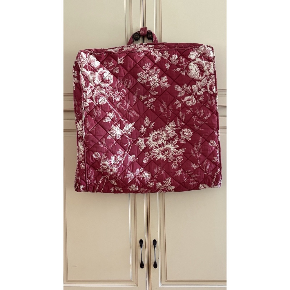 VINTAGE Garment Bag AMERICANA BY SHARIF Cranberry Ivory Floral Toile Quilted